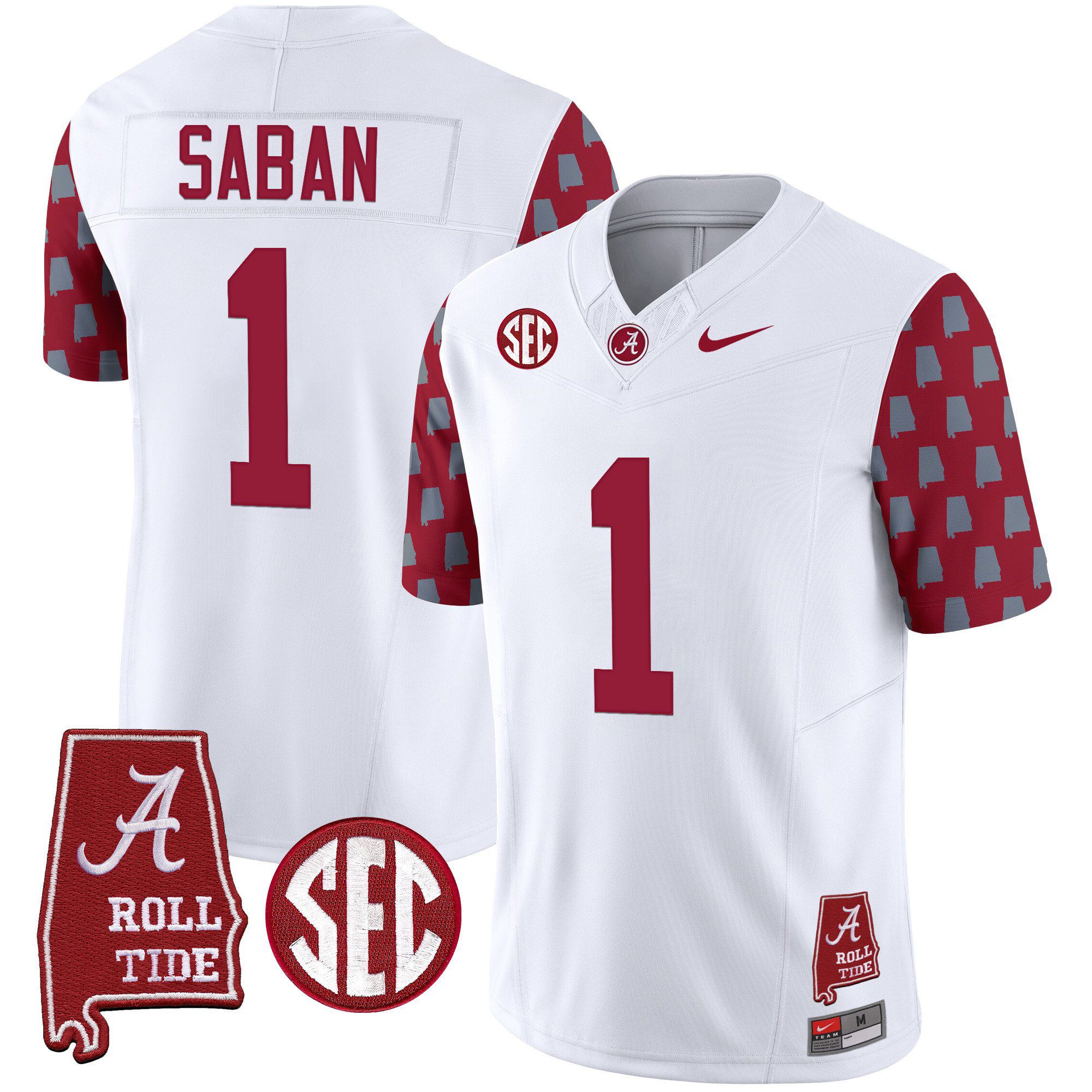 Men Alabama Crimson Tide #1 Saban White Vapor Limited 2024 Nike NCAA Jersey style 1->indianapolis colts->NFL Jersey